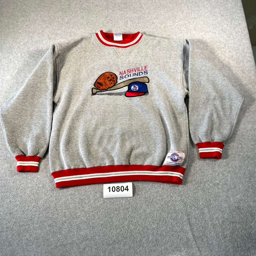 Nashville Sounds Sweatshirt Mens Large Gray Red Midwest Embroidery Baseball MLB